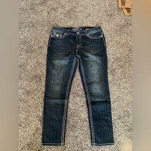 Paisley Sky Dark Blue Skinny Jeans